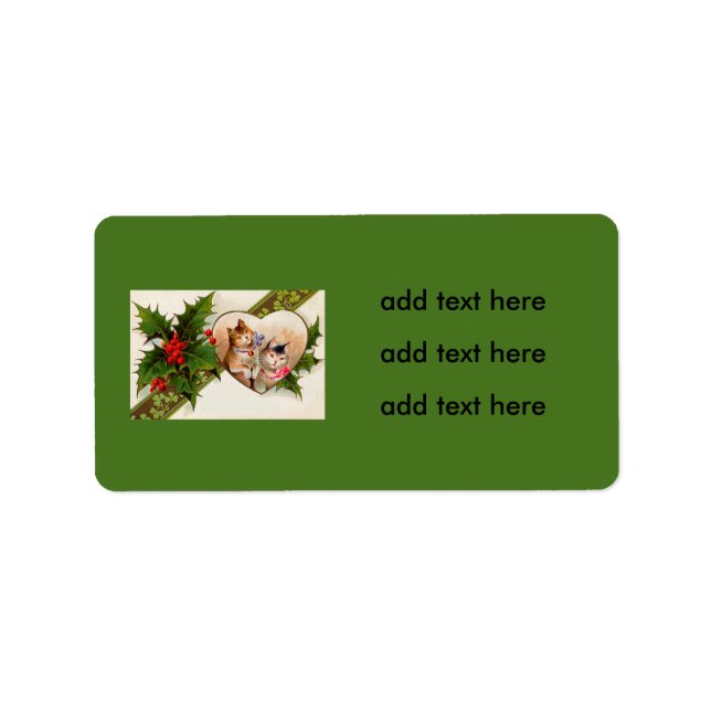 Cat Kitten Heart Kleeblatt Holly Adressaufkleber (Vorne)