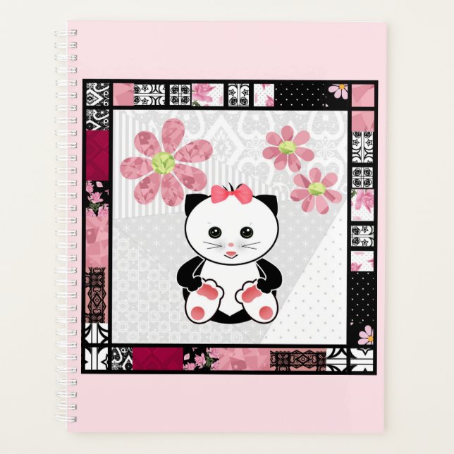 Cat kitten Illustration Kinder kindisch drucken Planer (Vorderseite)