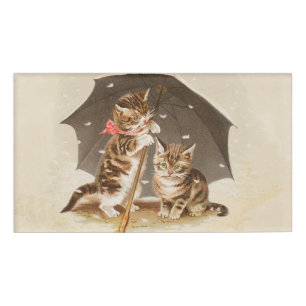Cat Kitten kitty antiken Vintag hübsch niedlich Namenschild