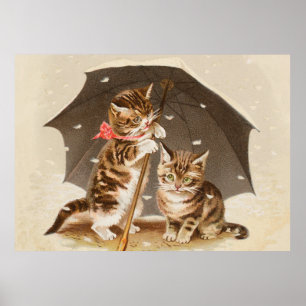 Cat Kitten kitty antiken Vintag hübsch niedlich Poster