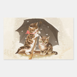 Cat Kitten kitty antiken Vintag hübsch niedlich Rechteckiger Aufkleber