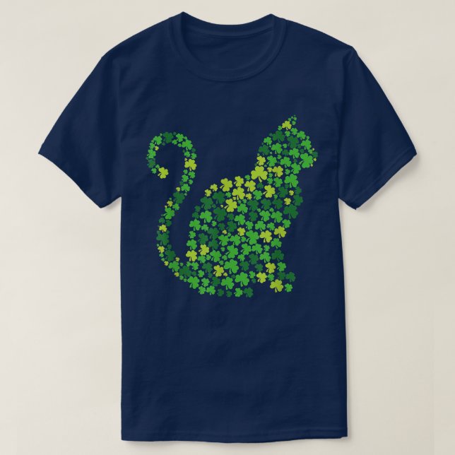 Cat Kitten Lucky Kleeblatt Clover St Patricks Day  T-Shirt (Design vorne)