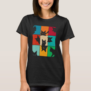 Cat Kitten Meme Vintag Retro Peeping neugierig Ca T-Shirt