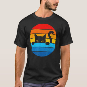 Cat Kitten Meme Vintag Retro Sunset Peeping Curio T-Shirt