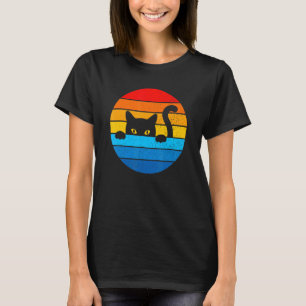 Cat Kitten Meme Vintag Retro Sunset Peeping Curio T-Shirt