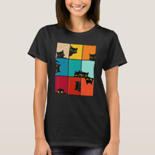 Cat Kitten Meme Vintag Retro Sunset Peeping Curio T-Shirt