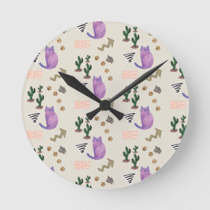 Cat Kitten Meow Time Clock Runde Wanduhr