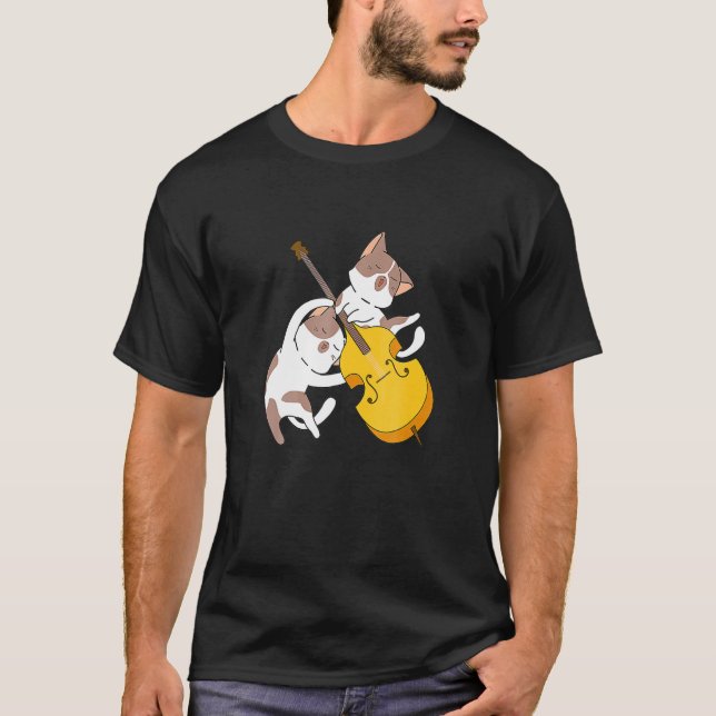 Cat Kitten Playing Cello Cat Lover Cello Player Ce T-Shirt (Vorderseite)