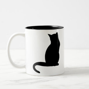 Cat Kitten Silhouette Black The Shade Kontur Zweifarbige Tasse