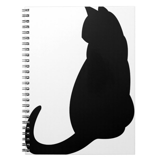 Cat Kitten Sitzen Silhouette Kontur Schwarz Notizblock (Vorderseite)
