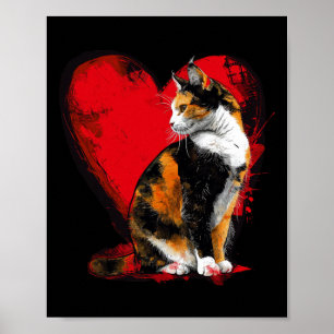 Cat Kitten Valentines Mütter Väter Tag Rotes Herz Poster