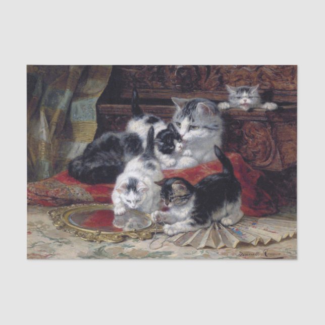Cat & Kittens ・ Henriette Ronner-Knip (1821-1909) Seidenpapier (Vorderseite)