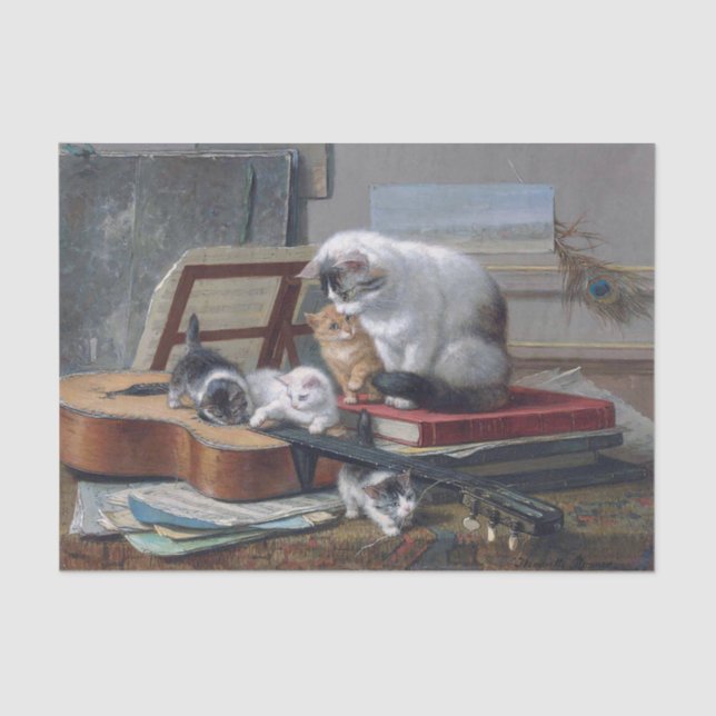 Cat & Kittens ・ Henriette Ronner-Knip (1821-1909) Seidenpapier (Vorderseite)