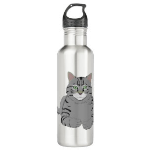 Cat Kitty Gray Tiger Tabby Pet Animal Domestic Edelstahlflasche