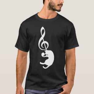 Cat Kitty Playing Music Clef Piano Musiker Treble T-Shirt