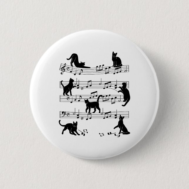 Cat Kitty Playing Musik Cleanf Piano Musica Button (Vorderseite)