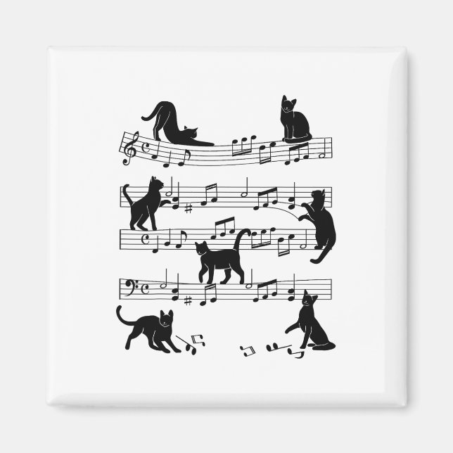 Cat Kitty Playing Musik Cleanf Piano Musica Magnet (Vorne)