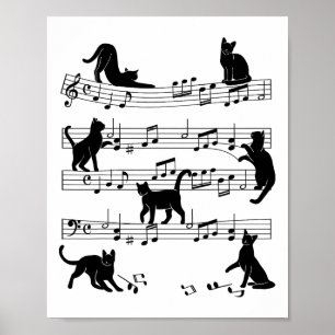 Cat Kitty Playing Musik Cleanf Piano Musica Poster