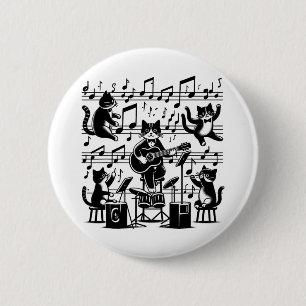 Cat Kitty Playing Musiknote Clef Musician Art Chat Button