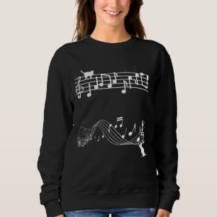 Cat Kitty Playing Musiknote Clef Musiker Art 1 Sweatshirt
