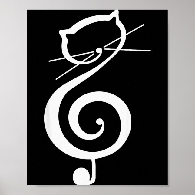 Cat Kitty Treble Music Clef Funny Cat Music Notes  Poster (Vorne)
