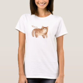 Cat Kitty Wasserfarbe Name Niedlich Brown T-Shirt