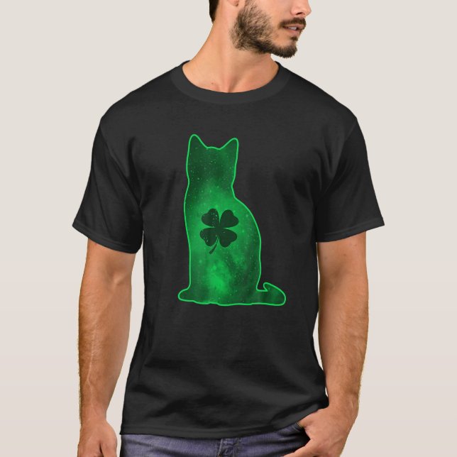 Cat Kleeblatt Clover Leaf Pajamas St. Patrick's Da T-Shirt (Vorderseite)