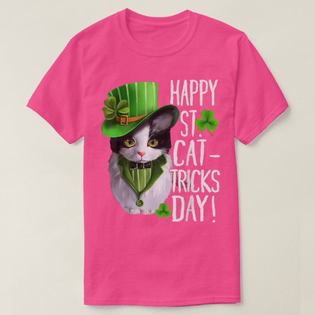 Cat Kleeblatt Leprechaun Happy St Patricks Day T-Shirt (Design vorne)