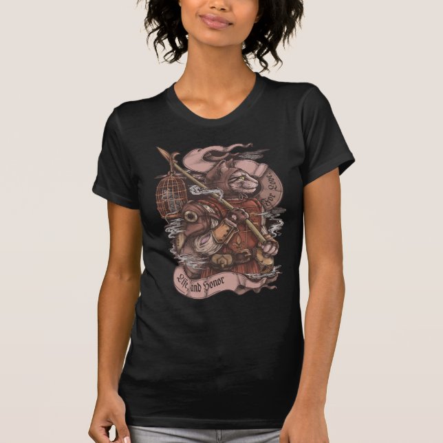 Cat Knight Vintag drucken T-Shirt (Vorderseite)