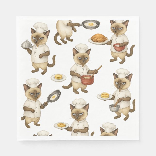 Cat Koch kocht Frühstück Serviette (Vorderseite)