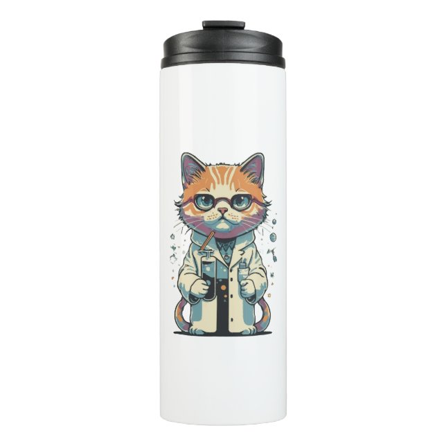 Cat-Labrador Fokussiert Thermosbecher (Vorderseite)
