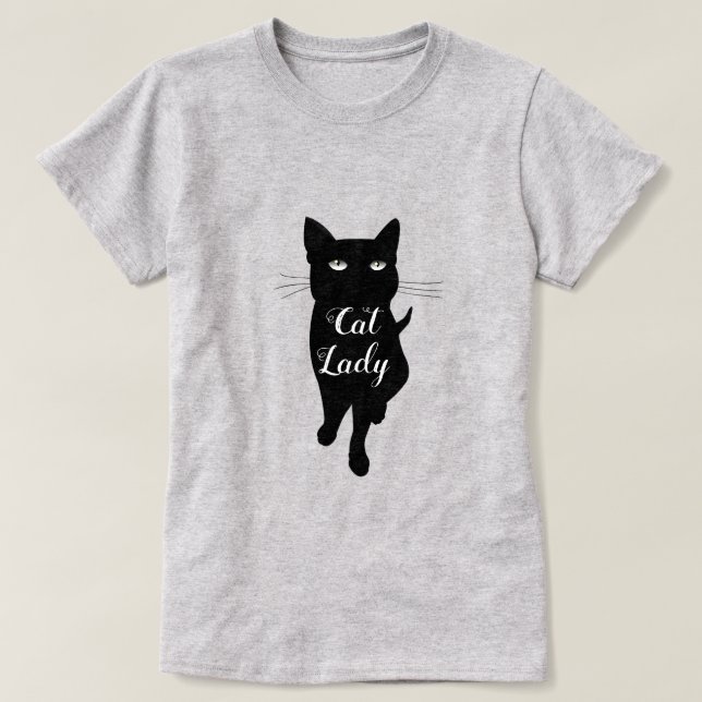 Cat Lady Black Kitty Gothic Cat T-Shirt (Design vorne)