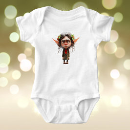 Cat Lady Christmas Elf Baby Bodysuit Strampler