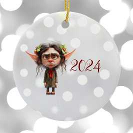 Cat Lady Christmas Elf Keramik Ornament