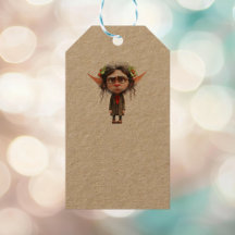 Cat Lady Christmas Elf Kraft Gift Tags