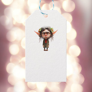 Cat Lady Christmas Elf White Gift Tags Geschenkanhänger