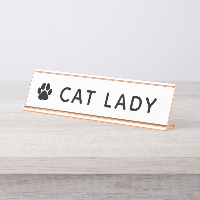 Cat Lady Desk Name Plakat Schreibtischnamensplakette (Vorderseite )