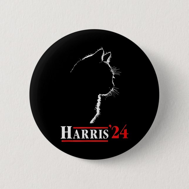 Cat Lady for Kamala Harris President Biden 24 Button (Vorderseite)