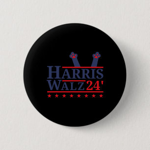 Cat Lady for Kamala Harris Tim Walz 2024 Election Button
