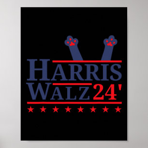 Cat Lady for Kamala Harris Tim Walz 2024 Election Poster