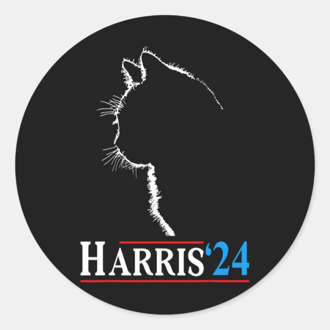 Cat Lady Funny Cat Ladys for Kamala Harris 2024 Runder Aufkleber (Vorderseite)