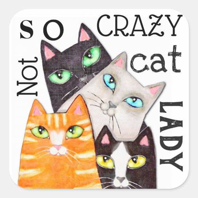 Cat Lady Funny Niedlich Art Typografy Sticker (Vorderseite)