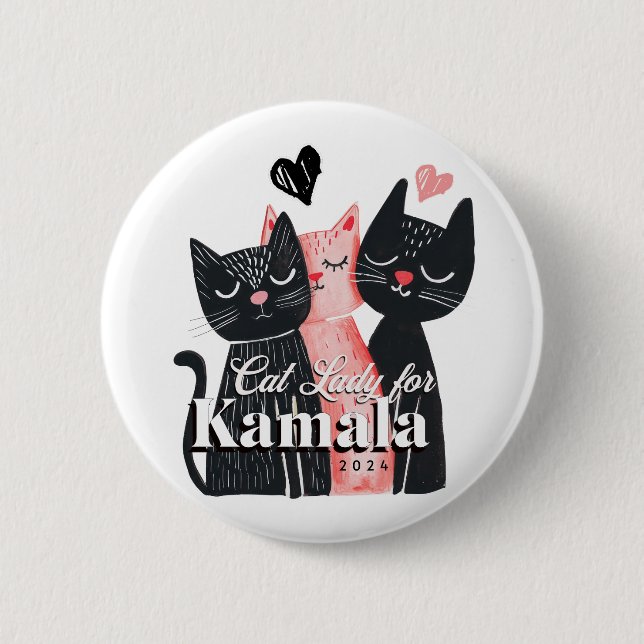 Cat Lady für Kamala Harris 2024 Button (Vorderseite)