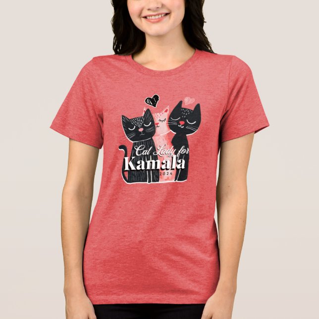 Cat Lady für Kamala Harris 2024 Tri-Blend Shirt (Vorderseite)