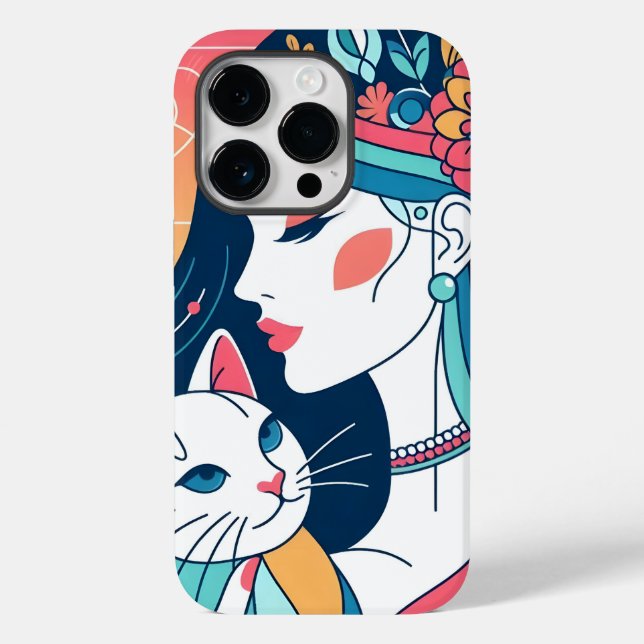 Cat Lady Graphic Illustration Case-Mate iPhone Hülle (Rückseite)
