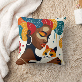 Cat Lady Graphic Illustration Kissen