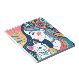 Cat Lady Graphic Illustration Notizblock