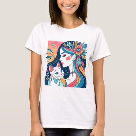 Cat Lady Graphic Illustration T - Shirt