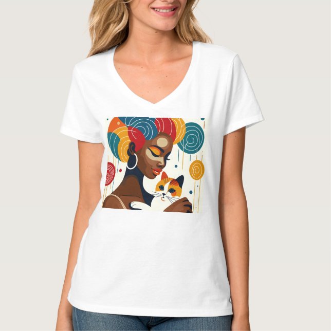 Cat Lady Graphic Illustration T-Shirt (Vorderseite)