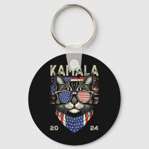 Cat Lady Kamala-harris 2024 Amerikanische Flagge N Schlüsselanhänger